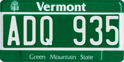 VT license plate ADQ935