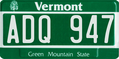 VT license plate ADQ947