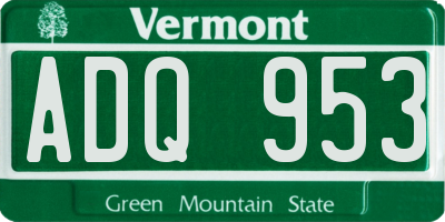 VT license plate ADQ953