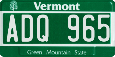 VT license plate ADQ965