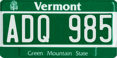 VT license plate ADQ985