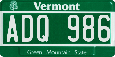 VT license plate ADQ986