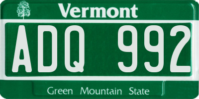 VT license plate ADQ992