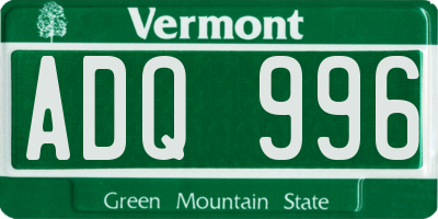 VT license plate ADQ996