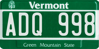 VT license plate ADQ998