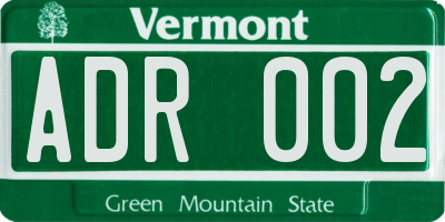 VT license plate ADR002