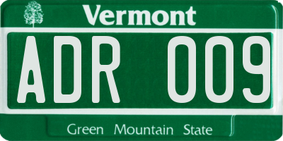 VT license plate ADR009