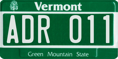 VT license plate ADR011