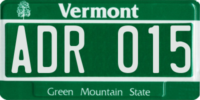 VT license plate ADR015