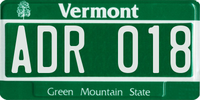 VT license plate ADR018