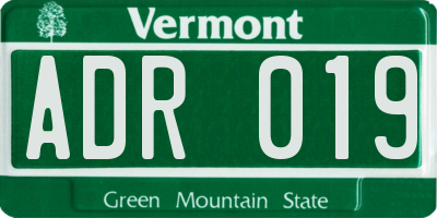 VT license plate ADR019