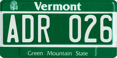 VT license plate ADR026