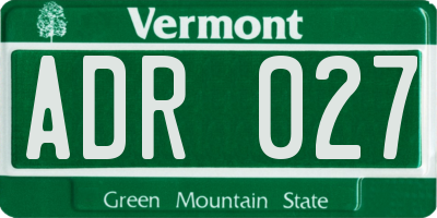 VT license plate ADR027