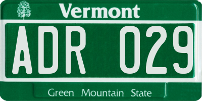 VT license plate ADR029