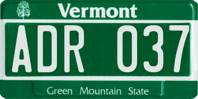 VT license plate ADR037