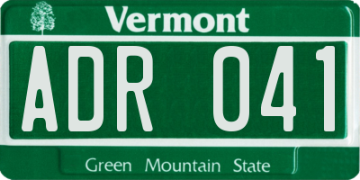 VT license plate ADR041