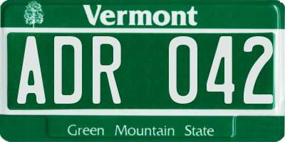 VT license plate ADR042
