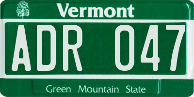 VT license plate ADR047