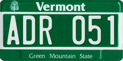 VT license plate ADR051