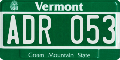 VT license plate ADR053