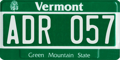 VT license plate ADR057