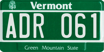 VT license plate ADR061