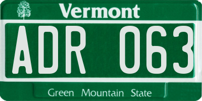 VT license plate ADR063