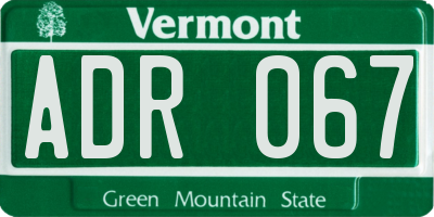 VT license plate ADR067