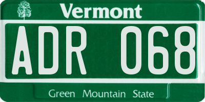 VT license plate ADR068