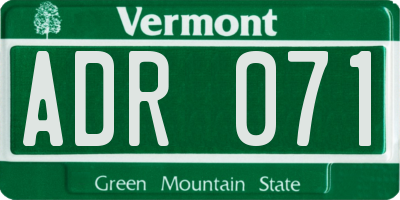 VT license plate ADR071