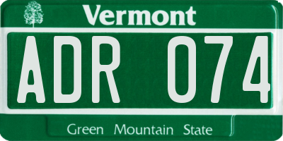 VT license plate ADR074