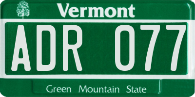 VT license plate ADR077