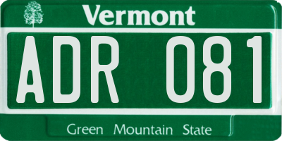 VT license plate ADR081
