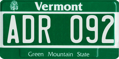 VT license plate ADR092