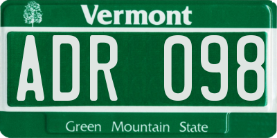VT license plate ADR098