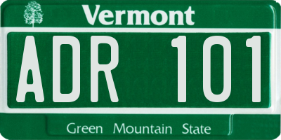 VT license plate ADR101