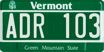 VT license plate ADR103