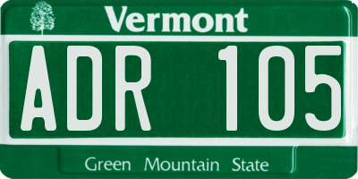 VT license plate ADR105