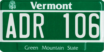 VT license plate ADR106