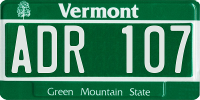 VT license plate ADR107