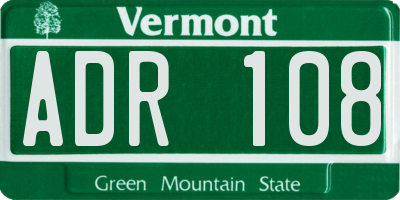 VT license plate ADR108