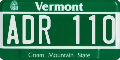 VT license plate ADR110