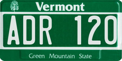 VT license plate ADR120