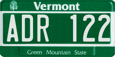 VT license plate ADR122