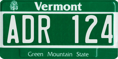 VT license plate ADR124