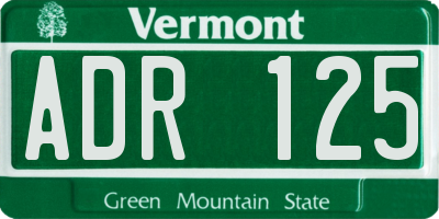 VT license plate ADR125