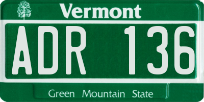 VT license plate ADR136