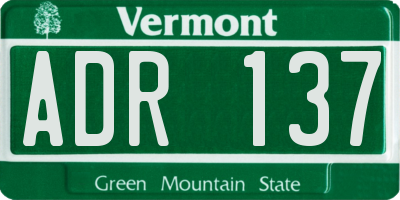 VT license plate ADR137
