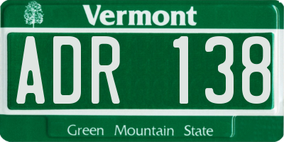 VT license plate ADR138