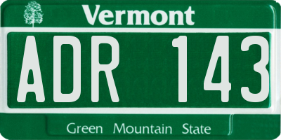 VT license plate ADR143